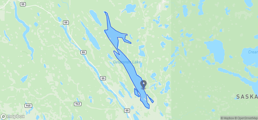 Map showing Zig Zag Bay Beach on Delaronde Lake