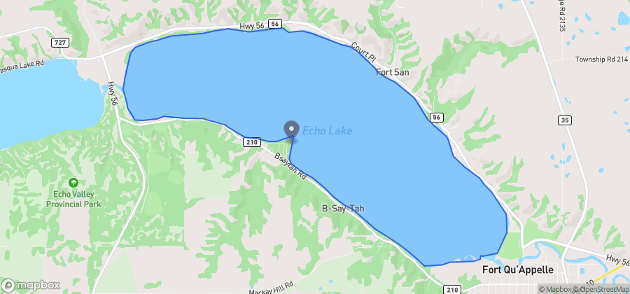 Map showing B-Say-Tah Beach on Echo Lake
