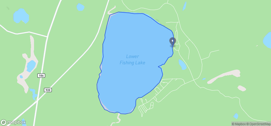 Map showing Narrow Hills Beach on Lower Fishing Lake