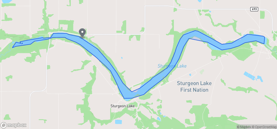 Map showing Sturgeon Lake Regional Park Beach on Sturgeon Lake