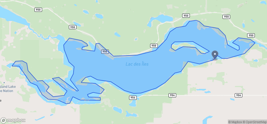 Map showing Christel Beach on Lac des Îles