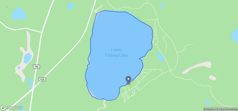 Map showing Lower Fishing Lake Campground Beach on Lower Fishing Lake
