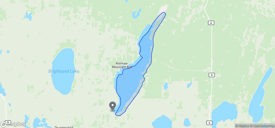 Map showing South Bay Beach on Turtle Lake