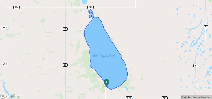 Map showing Good Spirit Lake Beach on Good Spirit Lake