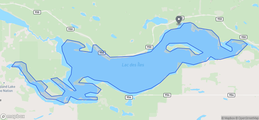 Map showing Murray Doell Beach on Lac des Îles