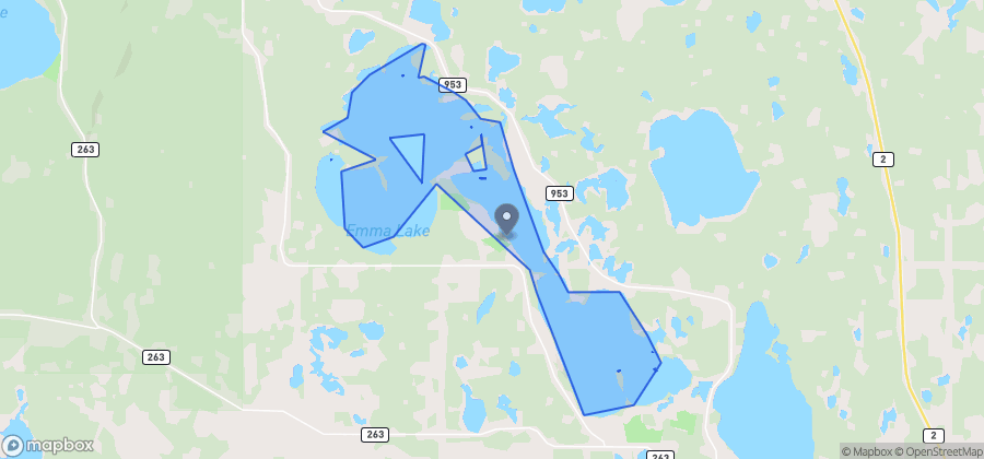 Map showing Murray Point Campground Beach on Emma Lake