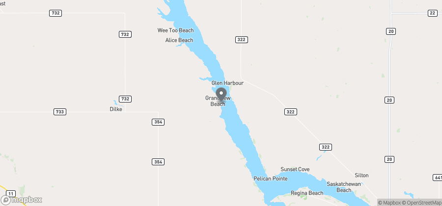 Map showing Grandview Beach (Beach) on Last Mountain Lake